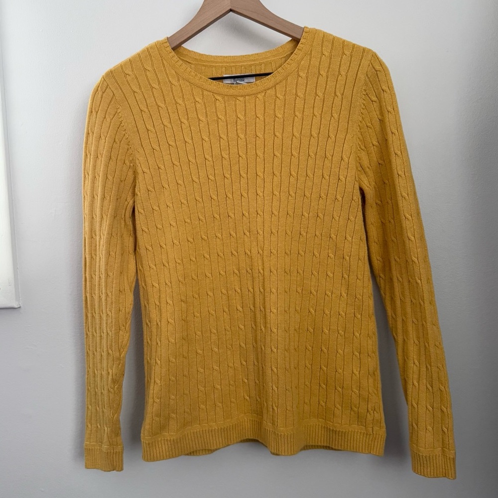 Honey Yellow Cable‎ Knit Crew Neck Sweater Boho Classic Preppy Medium